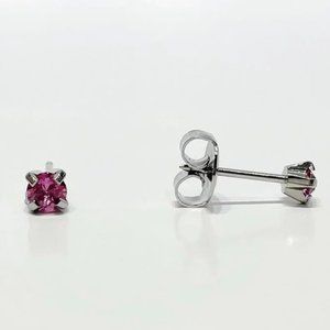 Studex Stainless Steel 3MM October Rose Crystal Ear Piercing Earrings